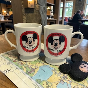 Vtg Mickey Mouse Club Member Mugs Set of 2 Disneyland Walt Disney World Japan image 1