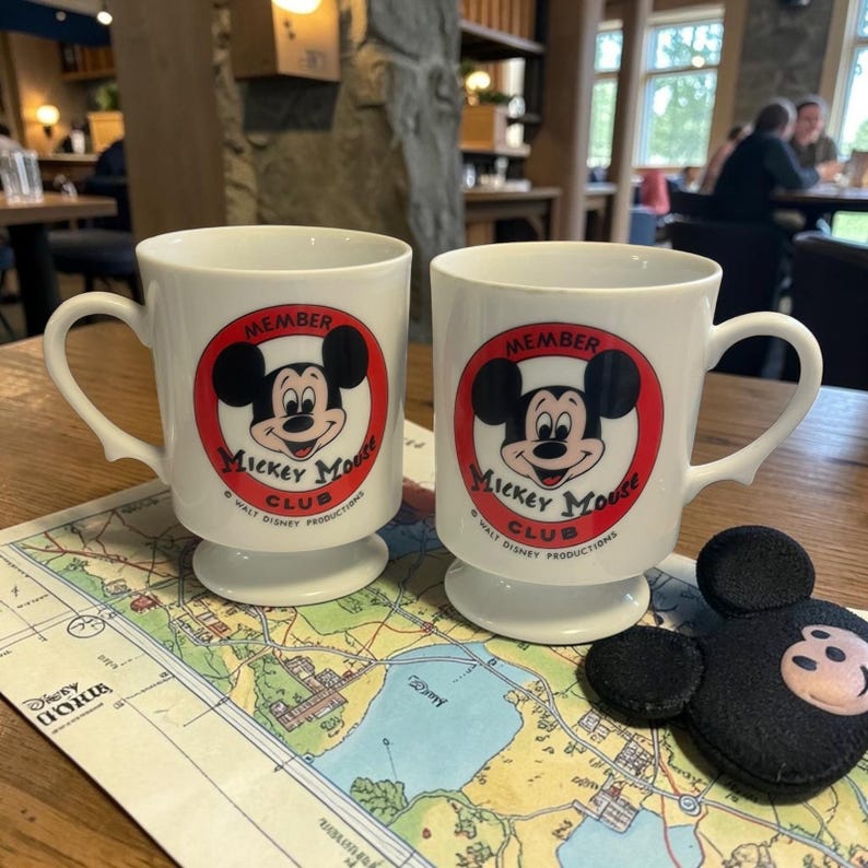 Vtg Mickey Mouse Club Member Mugs Set of 2 Disneyland Walt Disney World Japan image 1