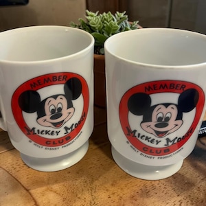 Vtg Mickey Mouse Club Member Mugs Set of 2 Disneyland Walt Disney World Japan image 2