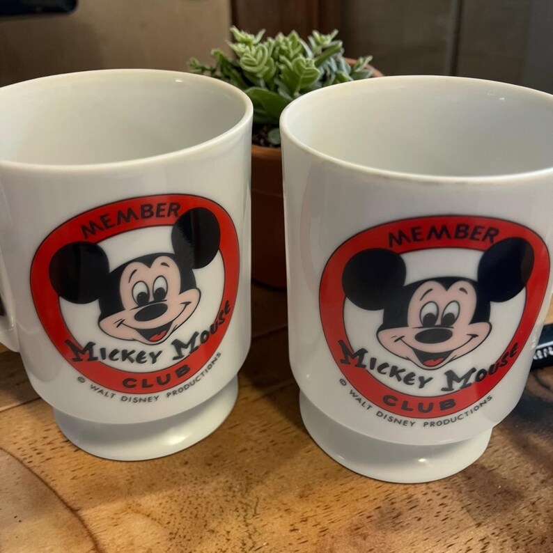 Vtg Mickey Mouse Club Member Mugs Set of 2 Disneyland Walt Disney World Japan image 2