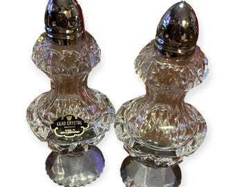 Vintage West Germany Handcut Lead Crystal Salt and Pepper Shakers Set 5"