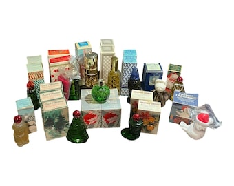 Vtg Avon Christmas Cologne Perfume Bottle Lot 22pc NIB Holiday Decanters