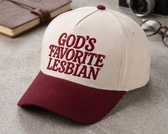 God's Favorite Lesbian Hat | LGBTQ Pride Embroidered Cap | Funny Lesbian Gift | Custom Thread Color Baseball Cap | Pride Month Hat