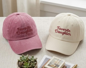 Favorite Daughter Embroidered Hat | Cute Daughter Gift Dad Cap | Funny Family Baseball Hat | Pink Aesthetic Cap | Birthday Gift for Her