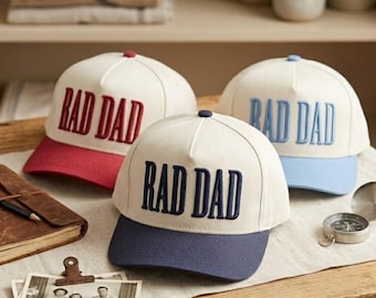Rad Dad 3D Embroidered Hat, Father’s Day Gift for Dad, Retro Dad Baseball Cap, Funny Dad Hat, Custom Color Raised Embroidery Cap