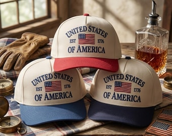 United States of America 1776 Embroidered Trucker Hat | Patriotic USA Baseball Cap | Vintage Americana Hat | Fourth of July Gift