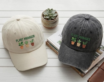 Plant Manager Embroidered Hat | Funny Plant Lover Dad Cap | Gardening Baseball Hat | Plant Mom Gift | Botanical Gift for Gardeners