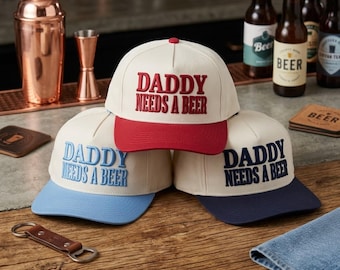 Daddy Needs A Beer Embroidered Trucker Hat | Funny Dad Baseball Cap | Father's Day Gift for Dad | Country Beer Lover Hat