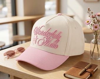 Wonderfully Made Hat, Embroidered Christian Baseball Cap, Inspirational Two Tone Dad Hat, Faith Gift for Women
