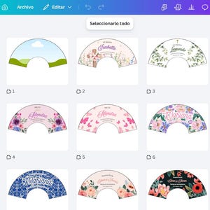 Puede incluir: Una colecci&oacute;n de dise&ntilde;os semicirculares, cada uno con un tema &uacute;nico. Algunos dise&ntilde;os incluyen nombres como Isabella, Alondra y Mariana, con motivos florales y de mariposas. Otros tienen texto y elementos decorativos.
