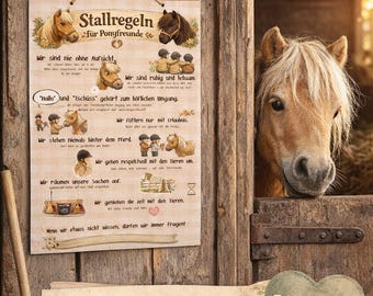 Stallregeln für Kinder | Ponyhof Poster | Reitpädagogik Regeln | Pferde Kinder Lernen | Pony Regeln Druck PDF | Pony Farm Kids