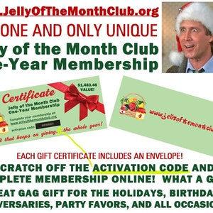 You get TWO! Jelly of the Month Club, CERTIFICATE PROP, Clark Griswold, Cousin Eddie, National Lampoon&#39;s, Chevy Chase