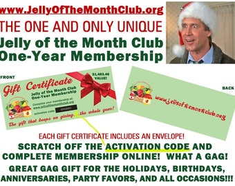 You get TWO! Jelly of the Month Club, CERTIFICATE PROP, Clark Griswold, Cousin Eddie, National Lampoon's, Chevy Chase