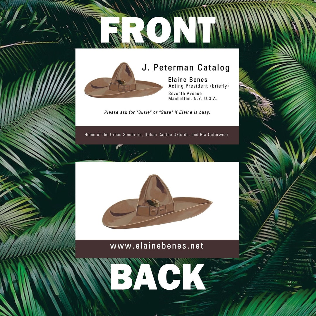 25 Elaine Benes J. Peterman Business Cards! Costanza! Retro Art Parody