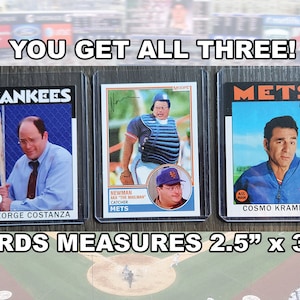 Ottieni tutti e tre! Seinfeld George Costanza Kramer Newman Retro Style Baseball Card NY Parody Art ACEO