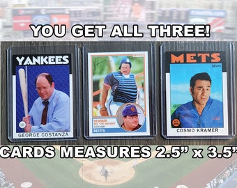 You get all three! Seinfeld George Costanza Kramer Newman Retro Style Baseball Card NY Parody Art ACEO