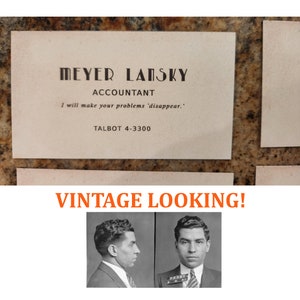 25 1920&#39;s Vintage Looking Meyer Lansky Business Cards.  Hand them out.   Al Capone, Lucky Luciano, Dutch Schultz.