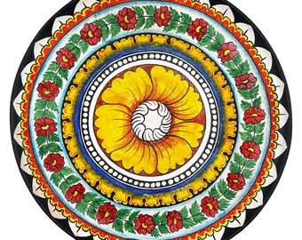 Vibrant Hand Painted Mandala Wall Art | Floral Wood Plate | Ethnic Indian Home Decor | Spiritual Meditation Art | Unique Gift