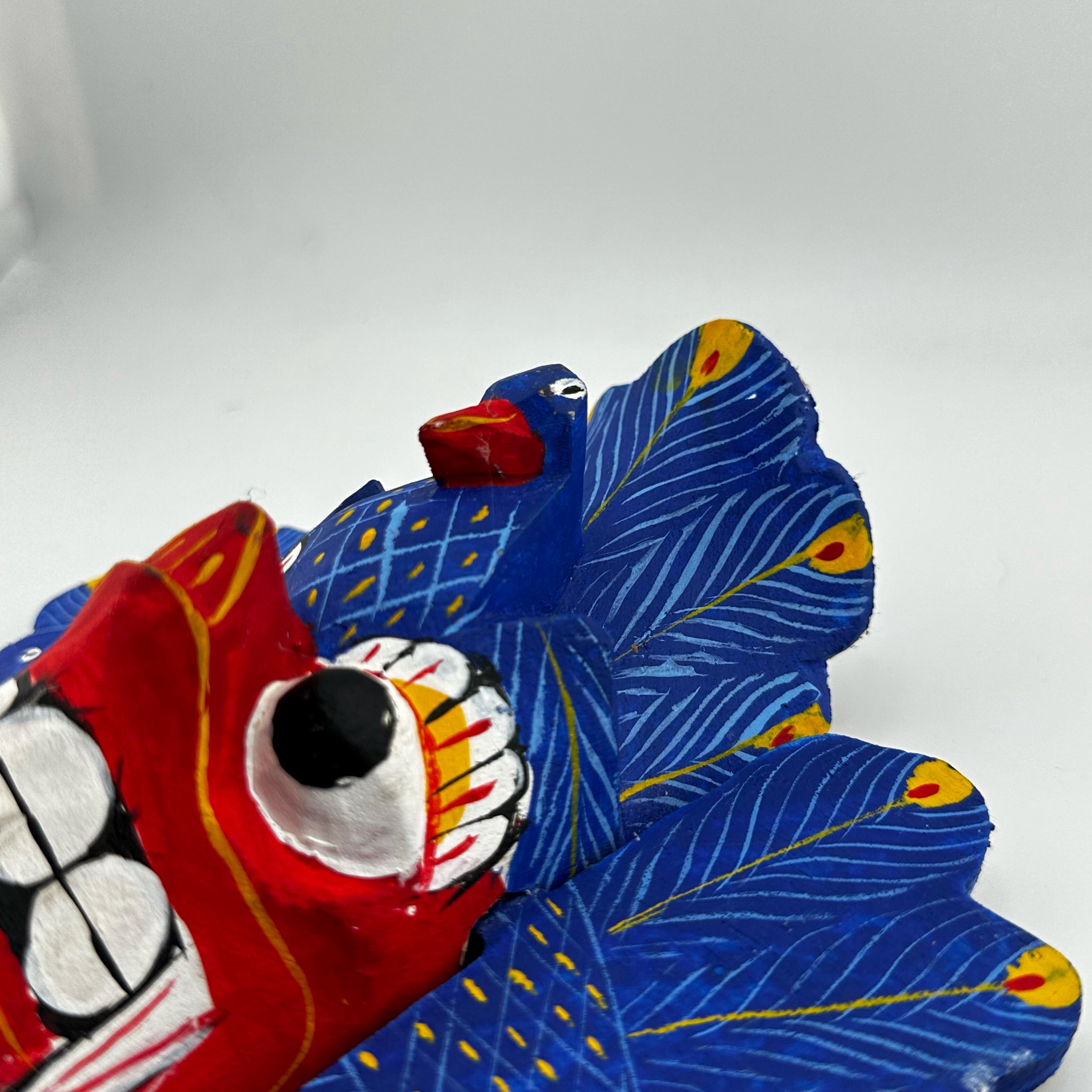 Hand-carved Sri Lankan Peacock Mask | Traditional Wooden Mayura Raksha ...