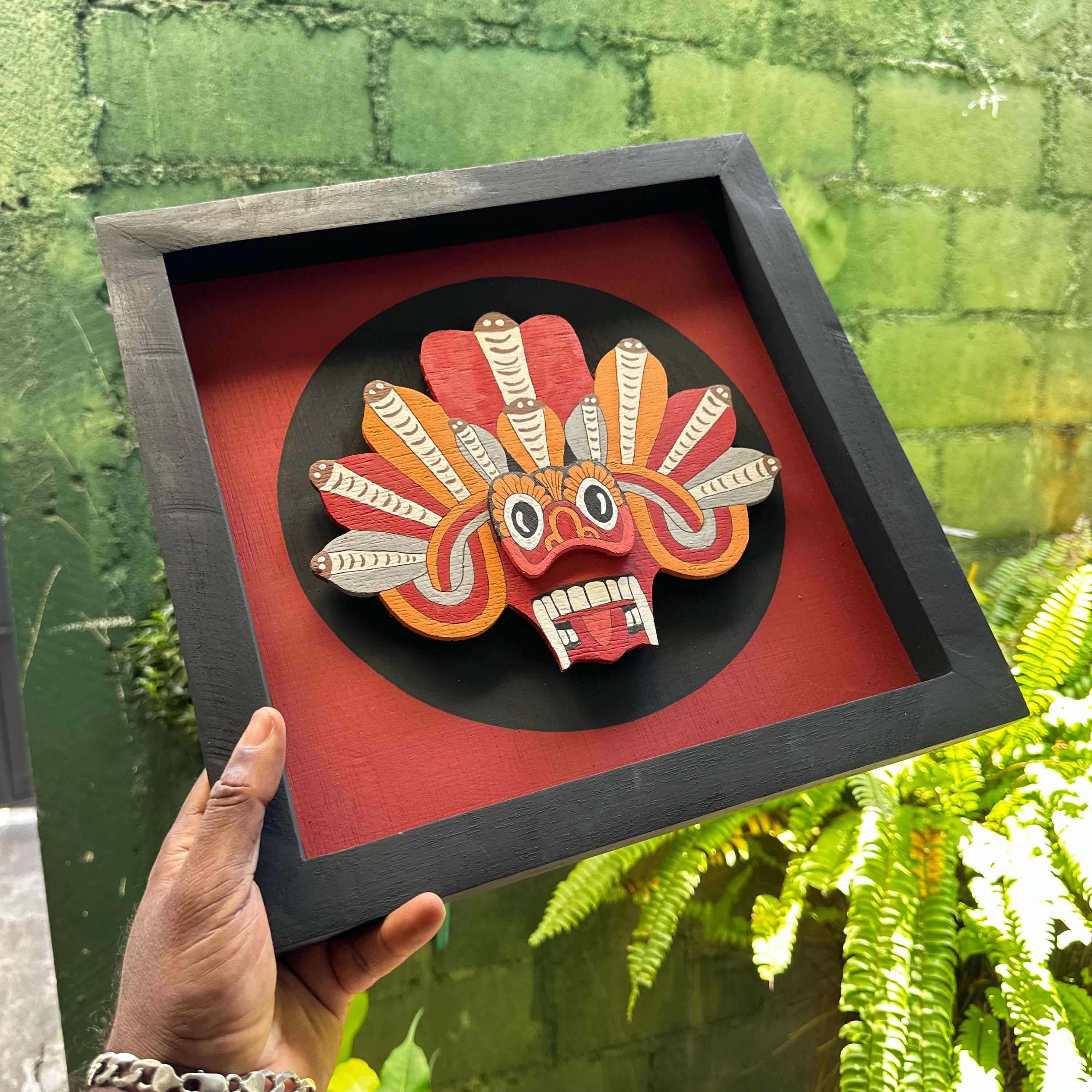 Sri Lankan Naga Raksha Mask Wall Art | Hand-painted Wooden Folk Art ...