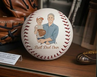 Anpassad fotopresent till pappa, personlig bild på baseboll till fars dag, unik graverad baseboll till tränare, present till morfar