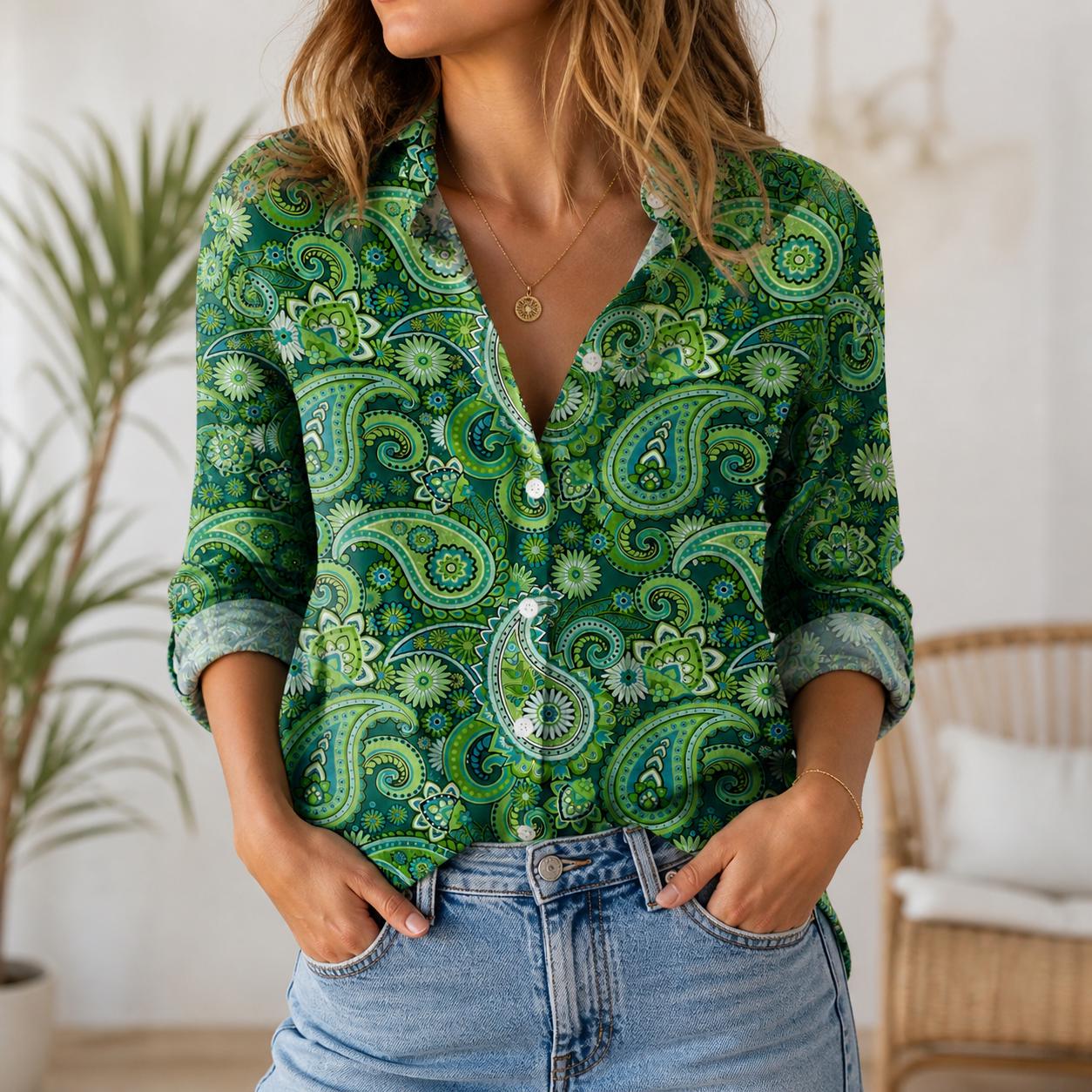 Green Paisley Shirt - Etsy Green Paisley Shirt - Etsy
