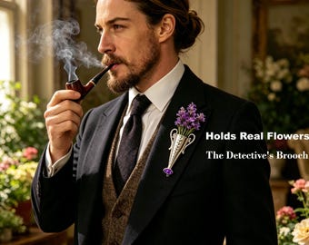 Broche victoriano Tussie Mussie, pasador de soporte de posy de cobre, broche de jarrón de flores estilo detective