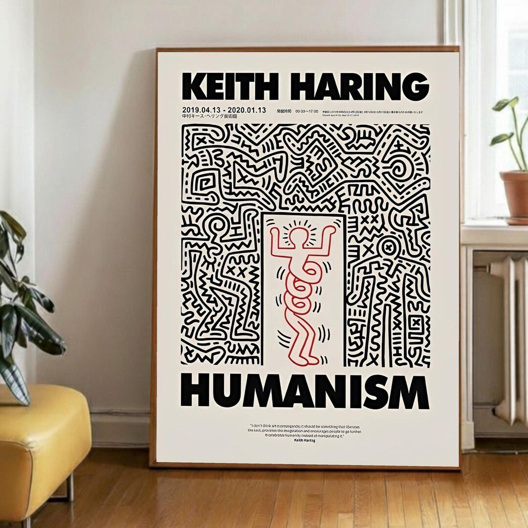Keith Haring Humanism Canvas, Pop Art Wall Decor, Iconic Street Art ...