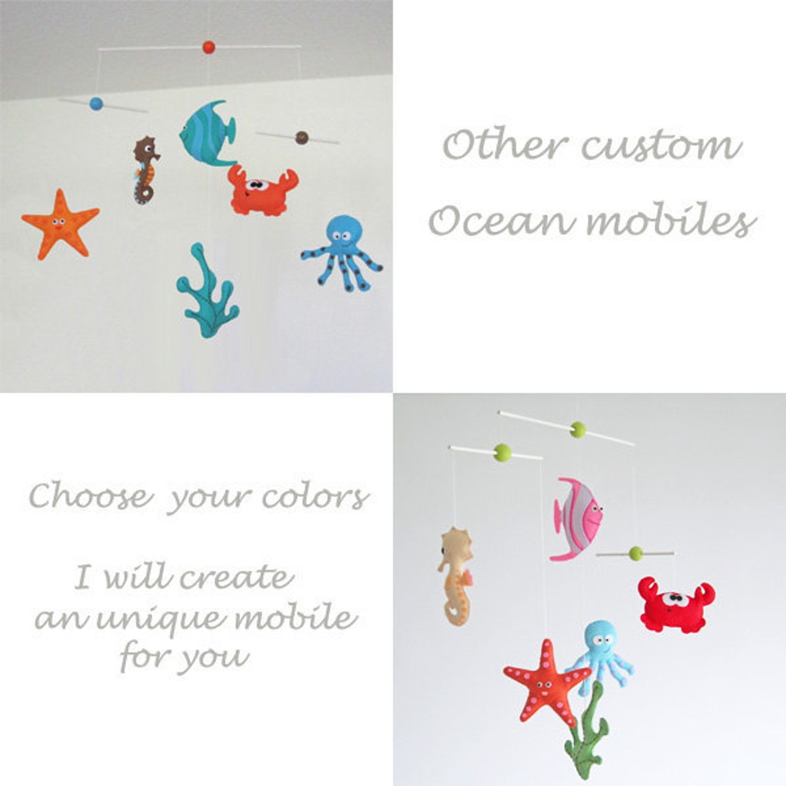Lovely Ocean Sea Animals Deco Mobile. Choose Your Colors for Etsy