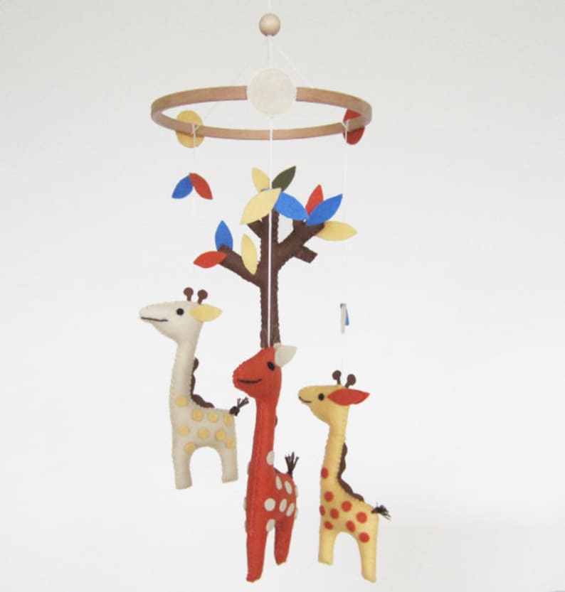 Giraffes and Tree, Baby Crib Deco Mobile. Choose Your Colors for an
