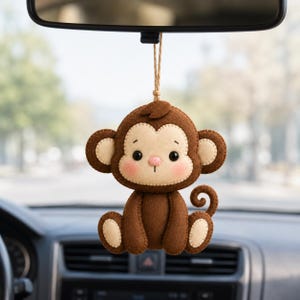 Felt Monkey Sewing Pattern PDF, Woodland Safari Animal Ornament DIY, Easy Felt Toy Tutorial, Jungle Nursery Decor Pattern