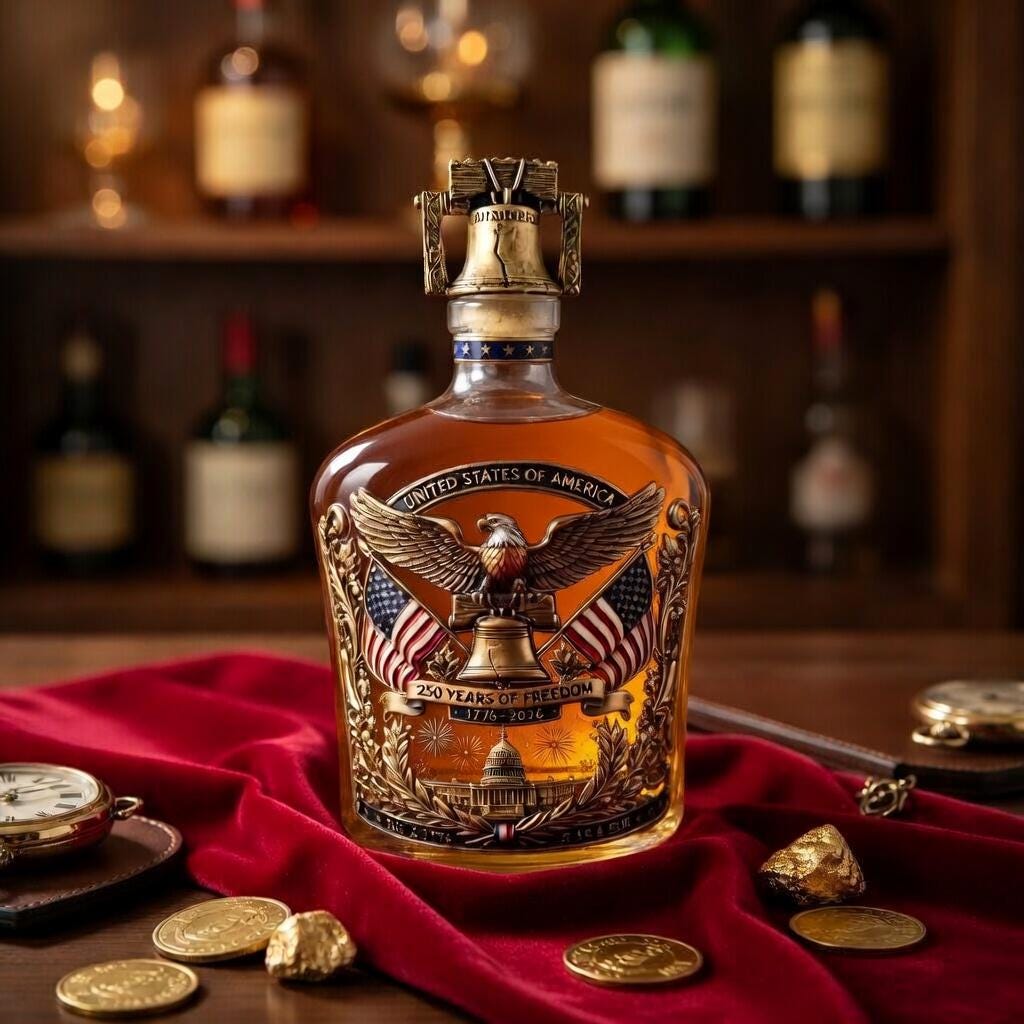 Discover 250th Anniversary Whiskey Decanter, Patriotic Commemorative Barware