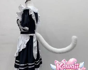 Queue de chat duveteuse faite main | Accessoire de costume pliable en fil métallique 70 cm