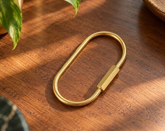 Minimalistischer U-förmiger Schlüsselanhänger aus Messing, Schreibtischaccessoire, Taschenhalter