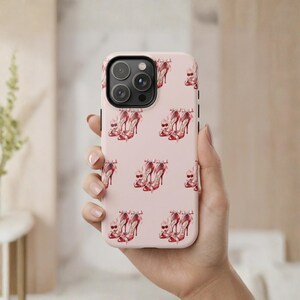 Pink Stiletto Pattern Phone Case | Protective Dual-Layer Hard Casing