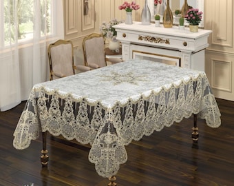 French Guipure Tablecloth – Luxury Dining Table Cover – Multiple Sizes Rectangular Tablecloth – Elegant Home Decor