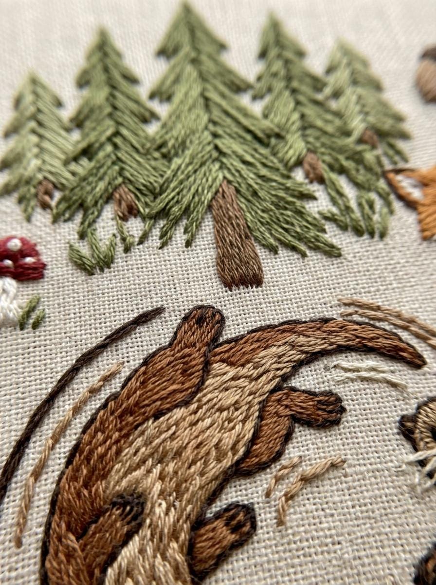 Woodland Embroidery Kit - Forest Animals Otter Fox Bear Deer ...