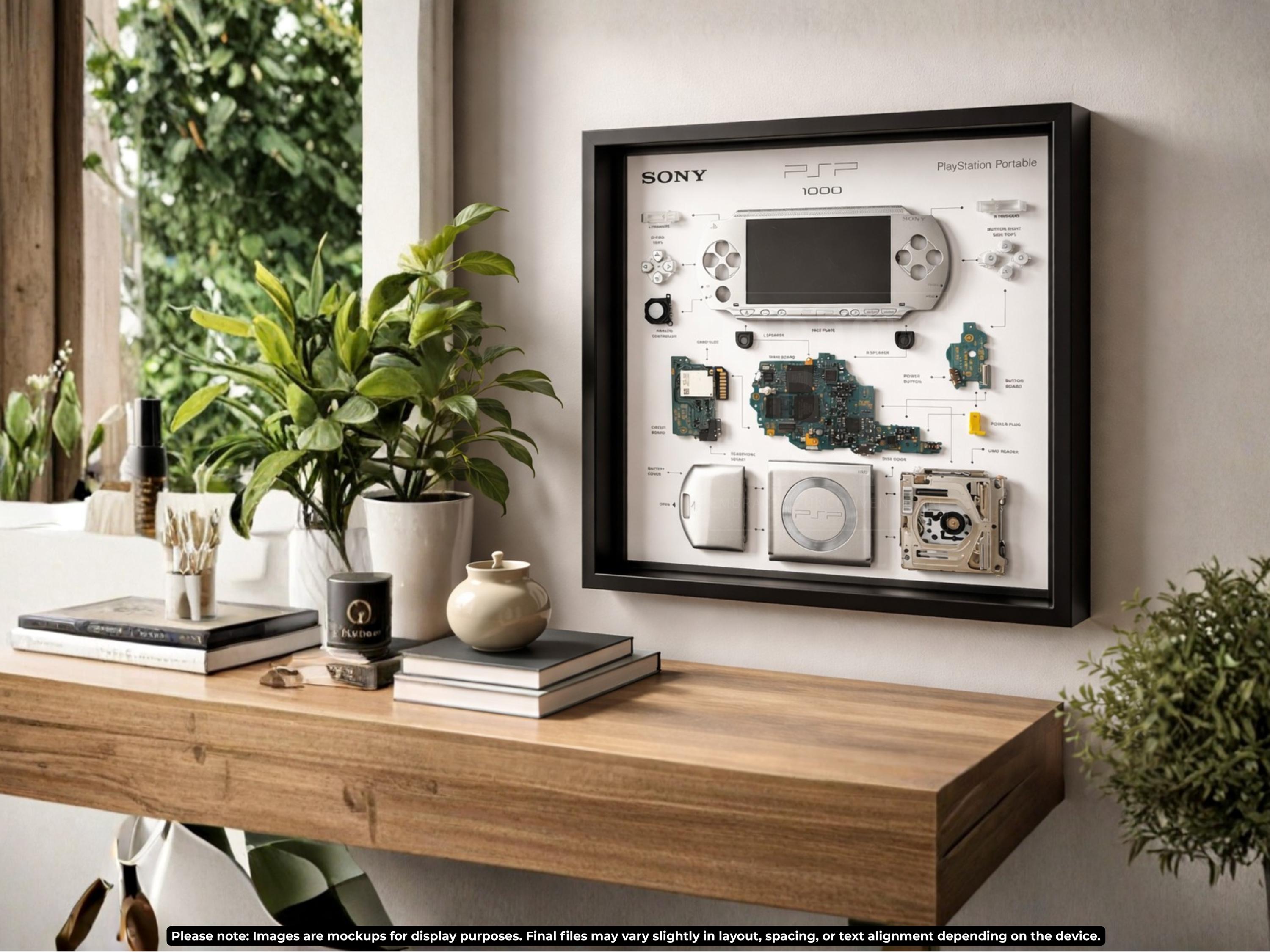 PSP1000 標本アート PSP 1000 Teardown Art Template, Gaming Wall Art (digital Download