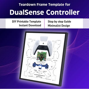 PS5 DualSense Controller Teardown Template, Gaming Disassembly Art Printable, Tech Wall Art Print, DIY Frame Template