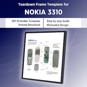 Nokia 3310 Teardown Template, Retro Phone Disassembly Art (PDF)