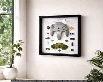 Nintendo 64 Controller Teardown Template, Retro Gaming Art (Digital Download)