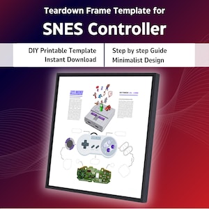 SNES-Controller Teardown-Kunstvorlage, Retro-Gamepad-Demontage (digitaler Download)