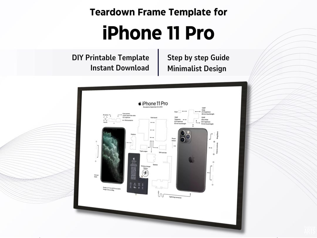 IPhone 11 Pro Teardown Art Template, Tech Disassembly Wall Print ...