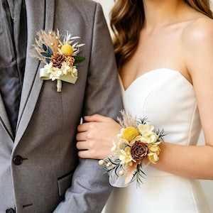 Ramillete de hortensias secas para la muñeca / Pulsera de flores preservadas / Regalos para damas de honor, aniversario y accesorio romántico para bodas / Regalos para padrinos de boda