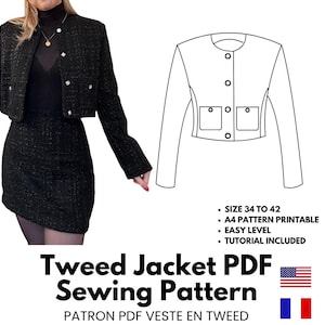 Tweed Jacket Sewing Pattern – Elegant & Timeless (PDF 34–42)