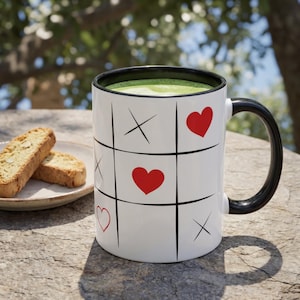 Tic Tac Toe Heart Accent Mug | Coffee Mug