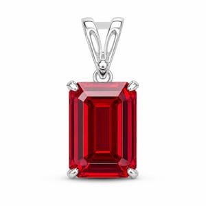 A+ Röd Rubin Hänge | 70 Karat Smaragdformad Ädelsten | Certifierad 925 Sterling Silver | Juli Födelsesten | Sofistikerade Smycken Gåva Unik Gåva