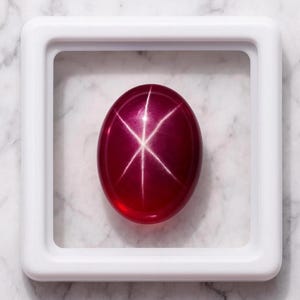 Certified 13 Ct Ruby Natural 6-Ray Star Ruby Oval Cabochon 15x10 mm Asterism Ruby Gemstone for Jewelry Grade 6-Ray Oval Cabochon Gemstone