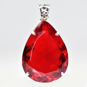 Natural Red Ruby Pendant | Certified 925 Sterling Silver | 65 Ct Pear Shape Pendent | Best Gift For July Birthmonth | Brilliant Jewelry item