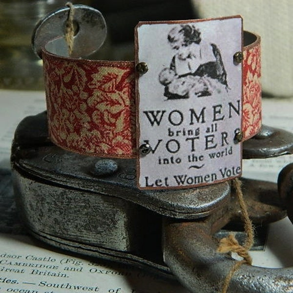 Feminist jewelry Suffragist bracelet mixed media jewelry